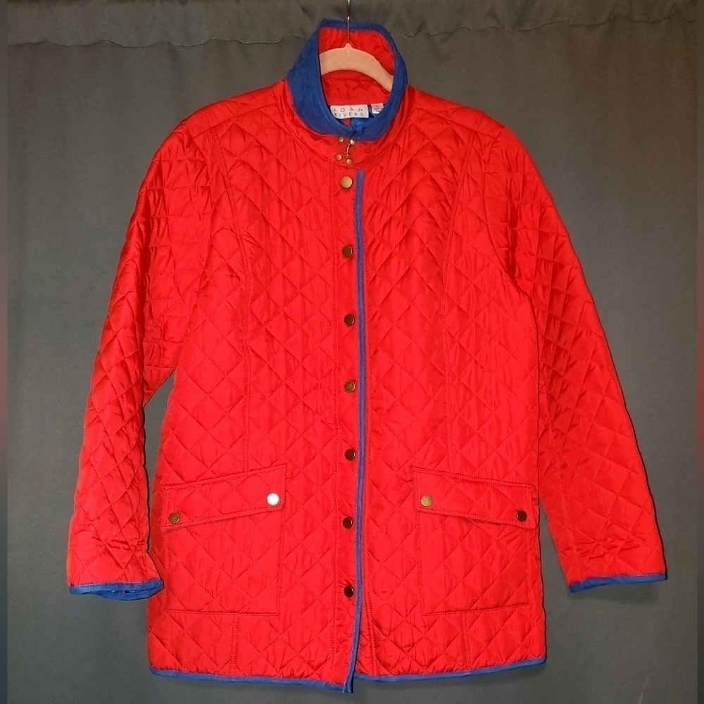 Joan Rivers Red Quilted Jacket Size Large